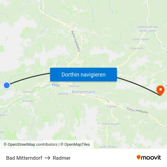 Bad Mitterndorf to Radmer map