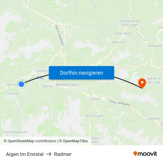 Aigen Im Ennstal to Radmer map