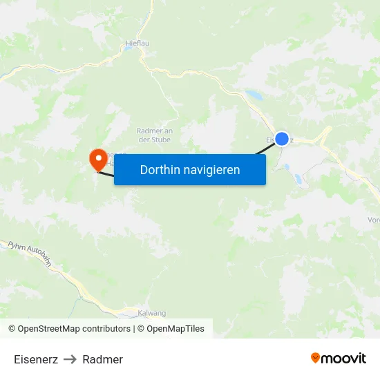 Eisenerz to Radmer map