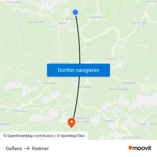 Gaflenz to Radmer map