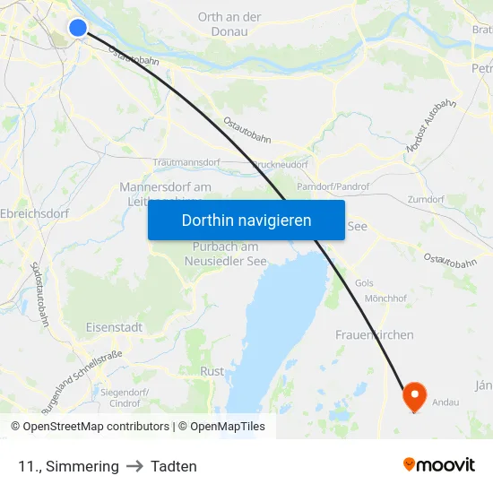 11., Simmering to Tadten map