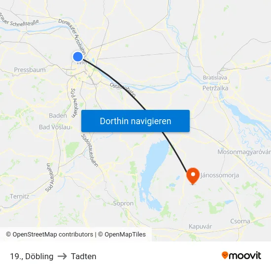 19., Döbling to Tadten map