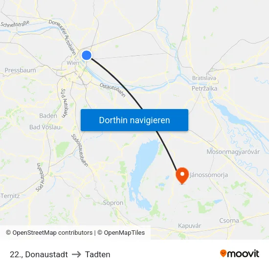22., Donaustadt to Tadten map