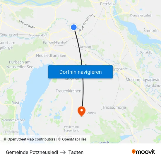Gemeinde Potzneusiedl to Tadten map
