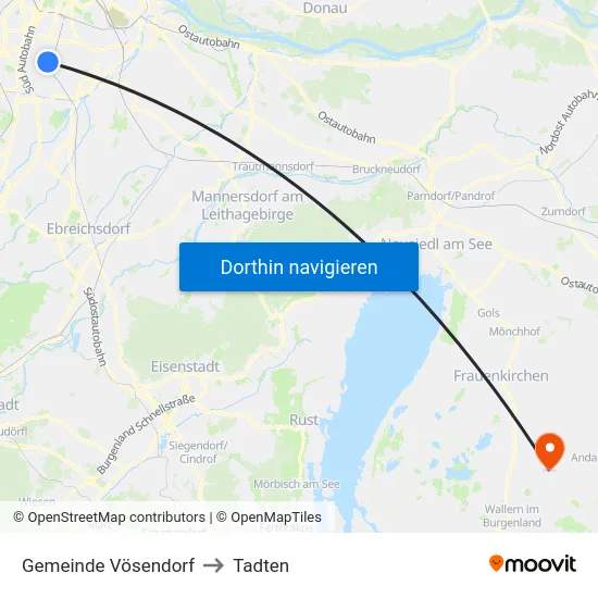 Gemeinde Vösendorf to Tadten map