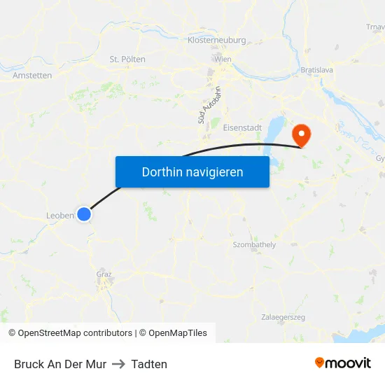 Bruck An Der Mur to Tadten map