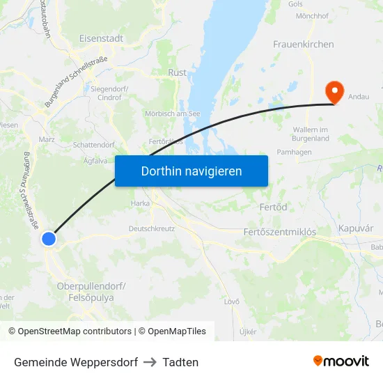 Gemeinde Weppersdorf to Tadten map