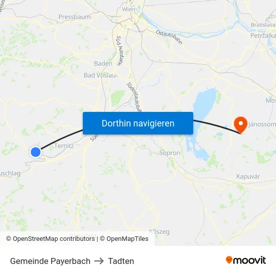 Gemeinde Payerbach to Tadten map