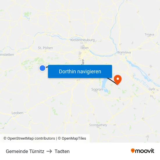 Gemeinde Türnitz to Tadten map