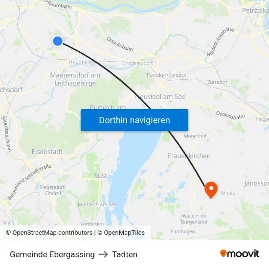 Gemeinde Ebergassing to Tadten map