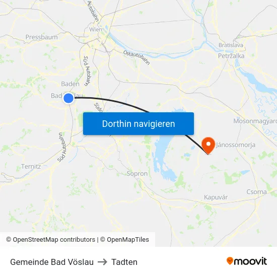 Gemeinde Bad Vöslau to Tadten map