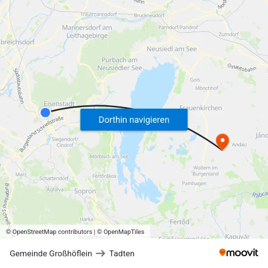 Gemeinde Großhöflein to Tadten map