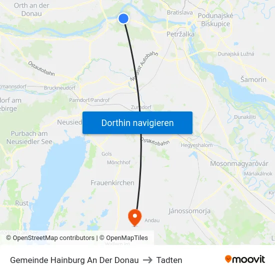 Gemeinde Hainburg An Der Donau to Tadten map