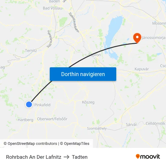 Rohrbach An Der Lafnitz to Tadten map