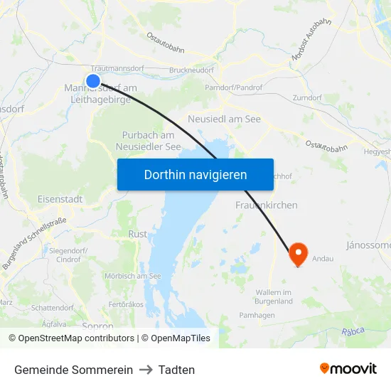 Gemeinde Sommerein to Tadten map