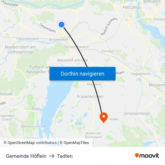 Gemeinde Höflein to Tadten map