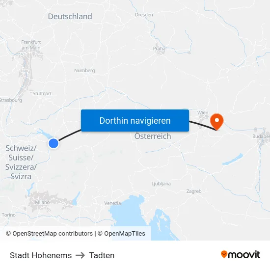 Stadt Hohenems to Tadten map