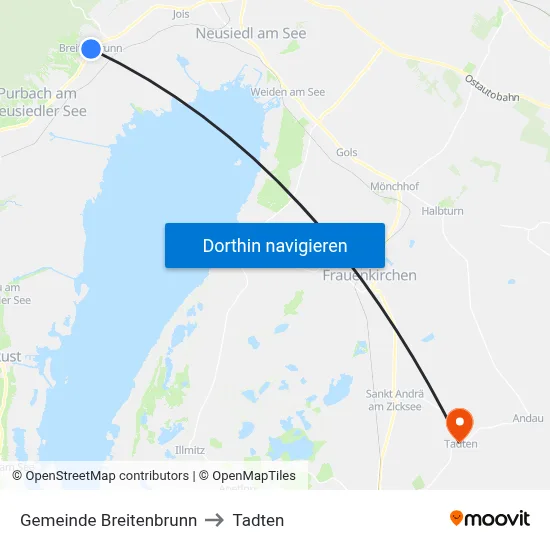 Gemeinde Breitenbrunn to Tadten map