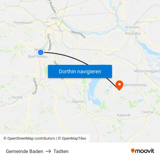 Gemeinde Baden to Tadten map