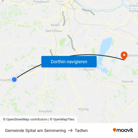 Gemeinde Spital am Semmering to Tadten map