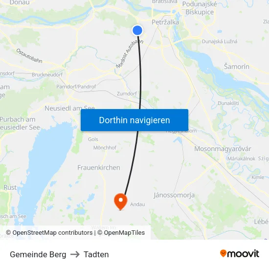 Gemeinde Berg to Tadten map