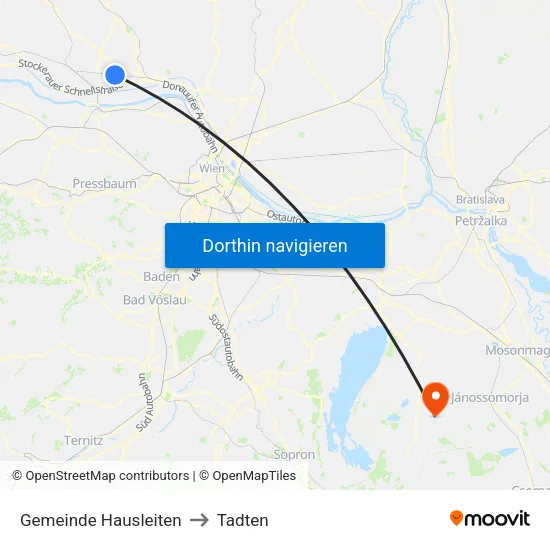 Gemeinde Hausleiten to Tadten map