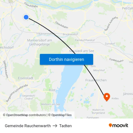 Gemeinde Rauchenwarth to Tadten map
