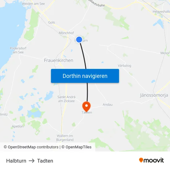 Halbturn to Tadten map