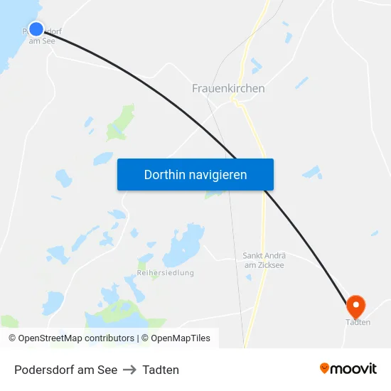 Podersdorf am See to Tadten map