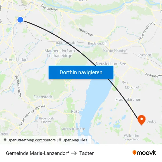 Gemeinde Maria-Lanzendorf to Tadten map