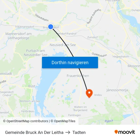 Gemeinde Bruck An Der Leitha to Tadten map