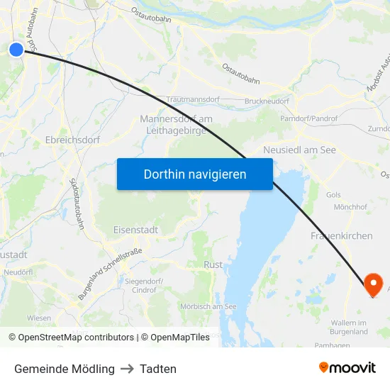 Gemeinde Mödling to Tadten map