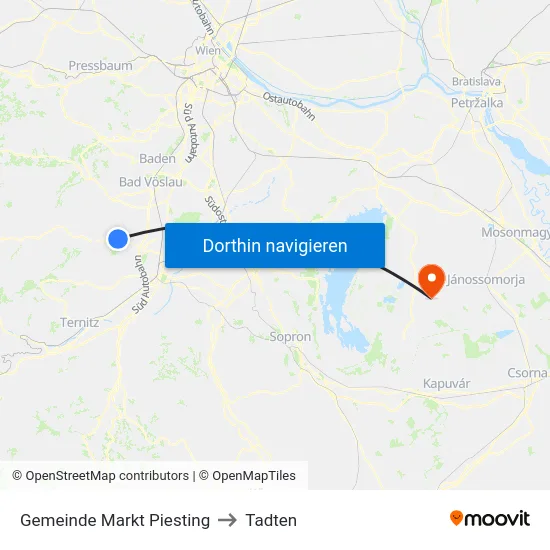 Gemeinde Markt Piesting to Tadten map