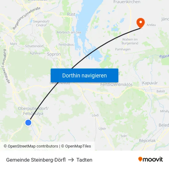 Gemeinde Steinberg-Dörfl to Tadten map