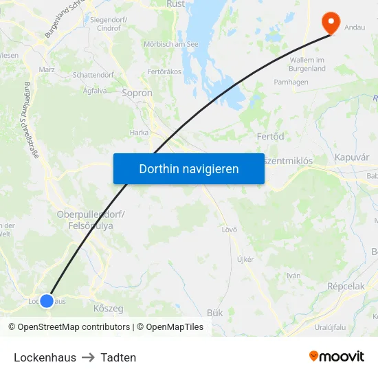 Lockenhaus to Tadten map