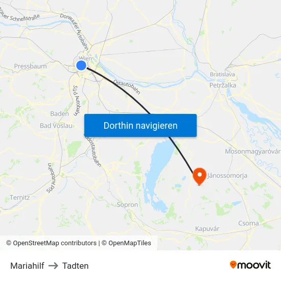 Mariahilf to Tadten map