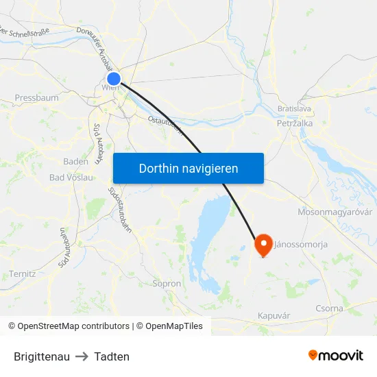 Brigittenau to Tadten map