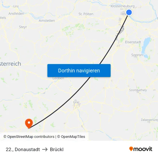 22., Donaustadt to Brückl map