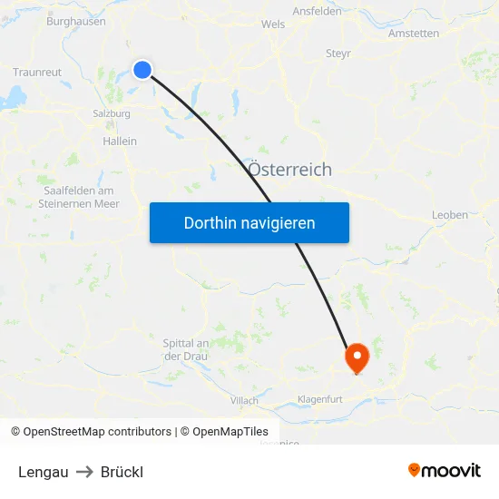 Lengau to Brückl map