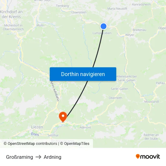 Großraming to Ardning map