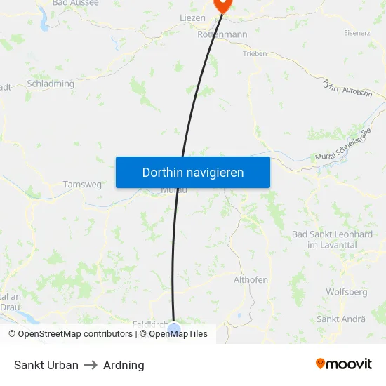 Sankt Urban to Ardning map