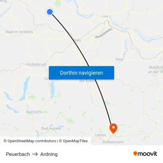 Peuerbach to Ardning map