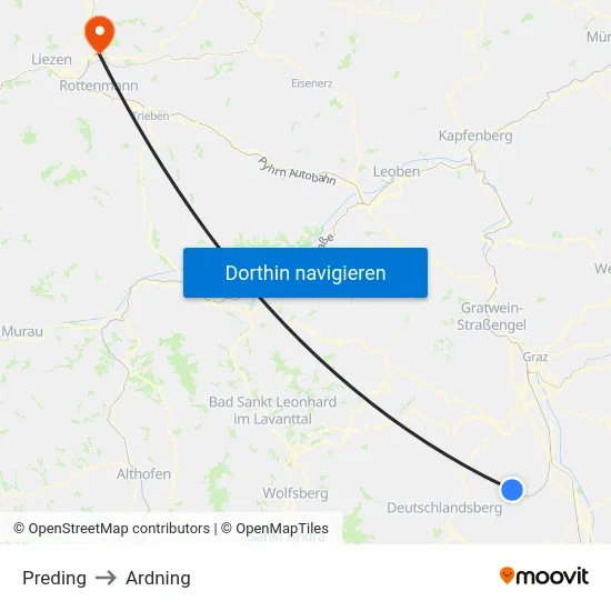 Preding to Ardning map