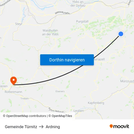 Gemeinde Türnitz to Ardning map