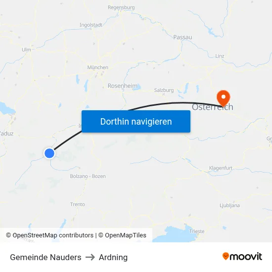 Gemeinde Nauders to Ardning map