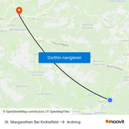 St. Margarethen Bei Knittelfeld to Ardning map