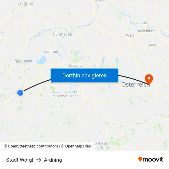 Stadt Wörgl to Ardning map