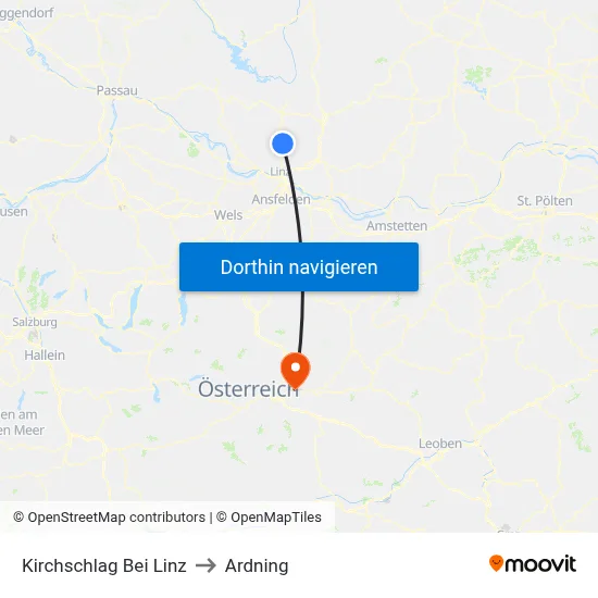 Kirchschlag Bei Linz to Ardning map