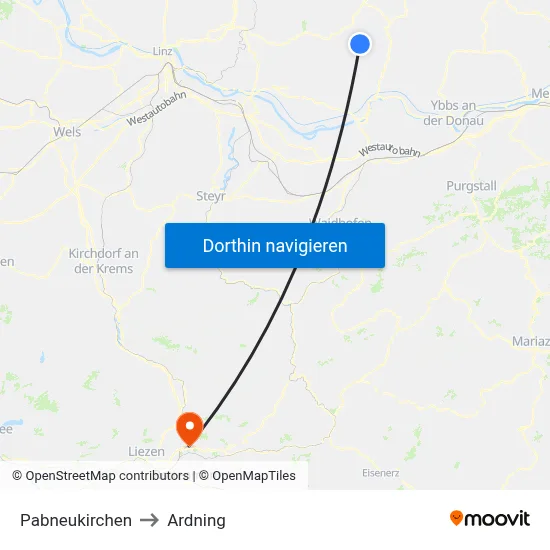 Pabneukirchen to Ardning map