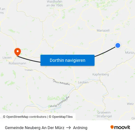 Gemeinde Neuberg An Der Mürz to Ardning map